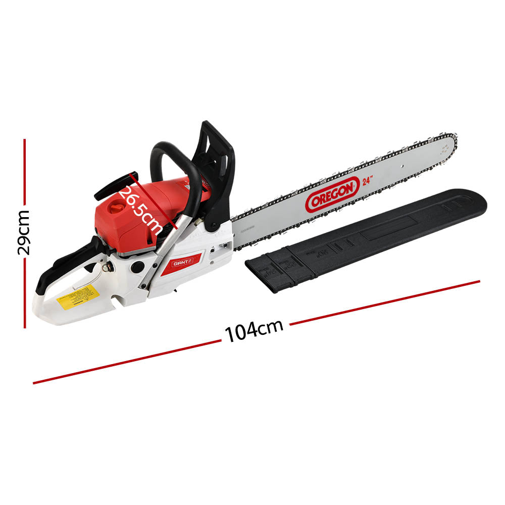 Giantz Commercial Petrol Chainsaw E-Start 24" Bar Oregon Chain Saw