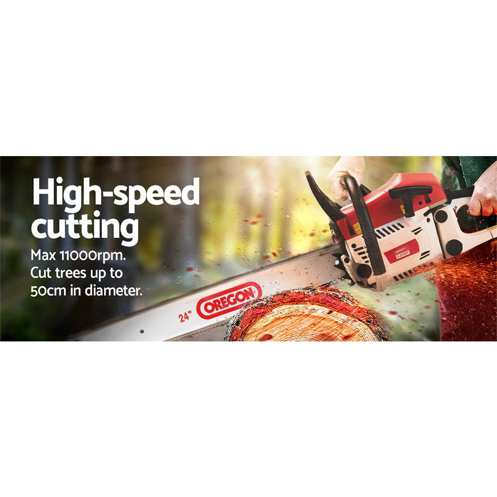 Giantz Commercial Petrol Chainsaw E-Start 24" Bar Oregon Chain Saw