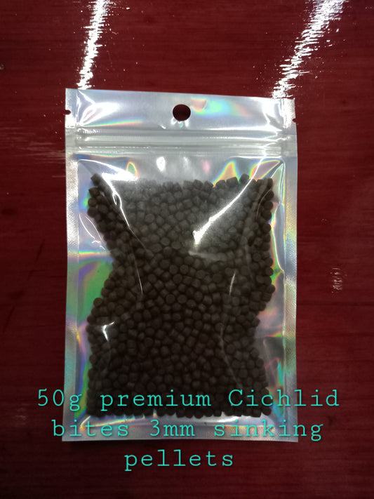 50g Cichlid Bites Tropical 3mm Sinking Pellets