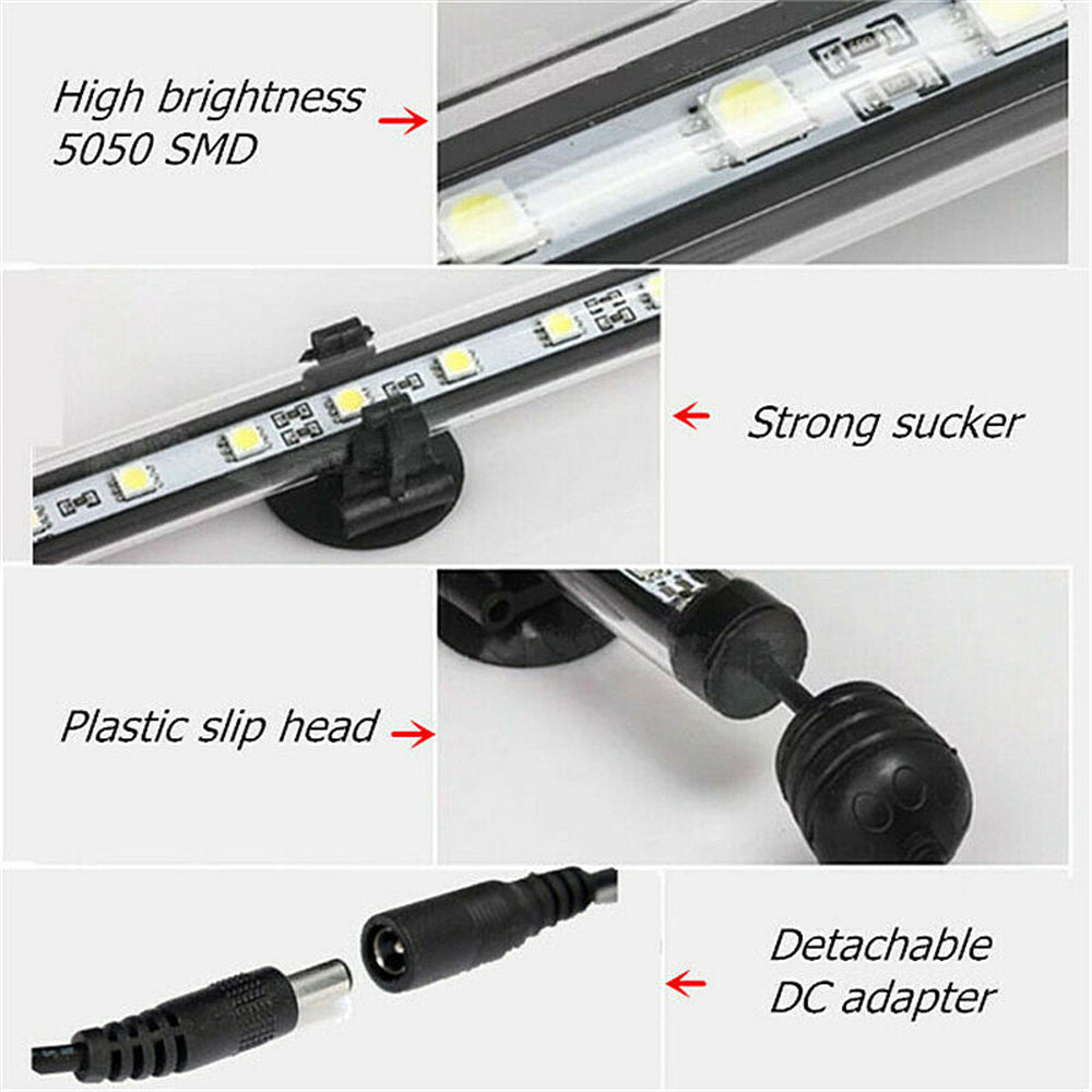 21 LED Aquarium Fish Tank LED Light Bar Lamp 38cm Pool Submersible Waterproof White Light